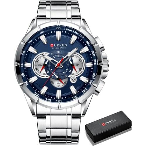 2021 Curren Men’s Watches Top Brand Luxury Chronograph Quartz Men Watch Waterproof Sport Wrist Watch Stainless Steel Male Clock