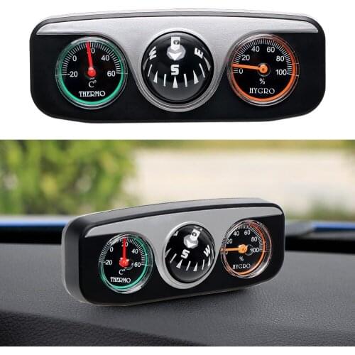 3 in 1 Guide Ball Compass Thermometer Hygrometer Car Ornaments For Auto Vehicles Interior Accessories Decoration