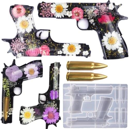 3D Gun Bullet Silicone Epoxy Resin Mold DIY Keychain Jewelry Crafts Casting Home Decoration