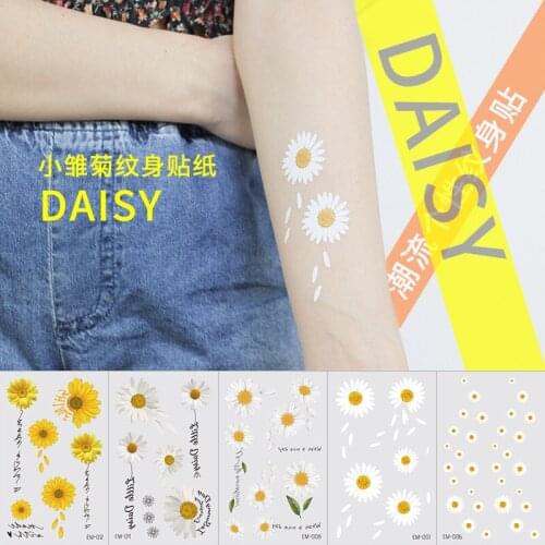 5 Pieces Wholesale White Daisy Tattoo Stickers Small Fresh Clavicle Arm Flower Tattoo Stickers
