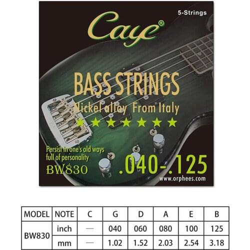 CAYE BW830 5-strings 040-125 Bass Strings Hexagonal Steel Core Wire Bass Strings Stringed Instrument Replacement Accessories