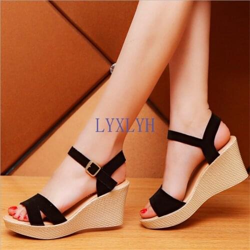 2021 Summer New Open-toed Fish Head Fashion Waterproof Platform Waterproof Platform High-heeled Wedge Sandals Womens Shoes
