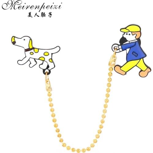 Meirenpeizi Funny Animal Enamel Pug Dog Button Brooches Cute Boys Wingk The Dog Pin Brooches Badges For Clothe Backpack Woman