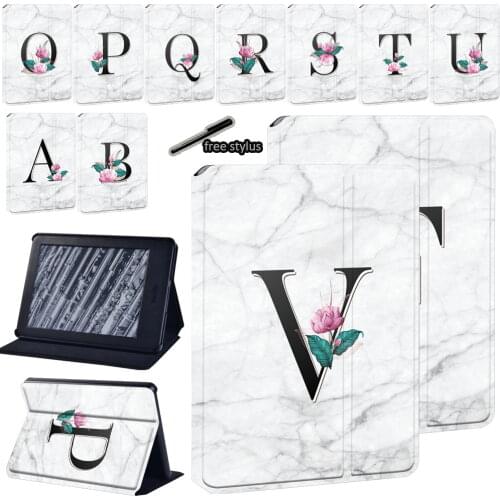 PU Leather Tablet Case for Amazon Kindle Paperwhite 1/2/3/4/Kindle 10th Gen 2019/Kindle 8th Gen 2016 White Marble Series Pattern