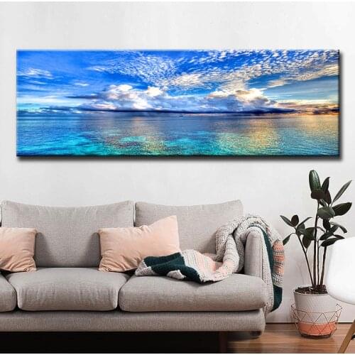 Natural Sunset Could Lake Landscape Posters and Prints Canvas Painting Mediterran Scandinavian Wall Art Picture for Living Room