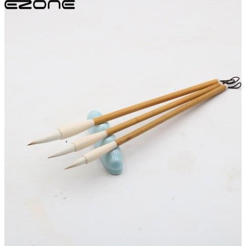 EZONE Brush Animal Hair Wooden Pole Stationery Painting Brush Handmade High Quality for Watercolor Painting Painting Props Gift