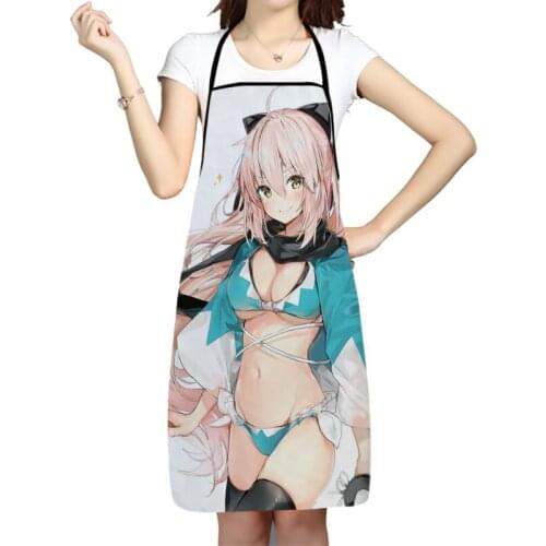 Okita Souji Anime Pattern Oxford Fabric Apron For Men Women Bibs Home Cooking Baking Cleaning Aprons Kitchen Accessory