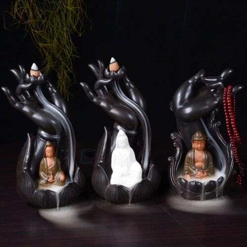 Creative Ceramic Incense Burner Smoke Backflow Censers Incense Coil Line Censer Buddha with Supplies Home Furnishing Articles