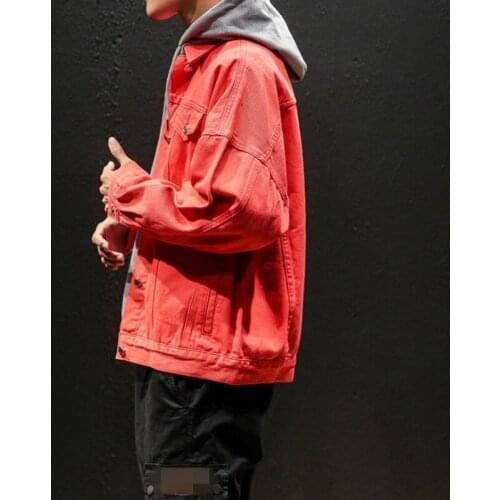 New Casual Jacket Men Japan Style Autumn Pocket Loose Fit Work Denim Coat Solid Color Street Vintage Hip Hop Jacket S-2XL