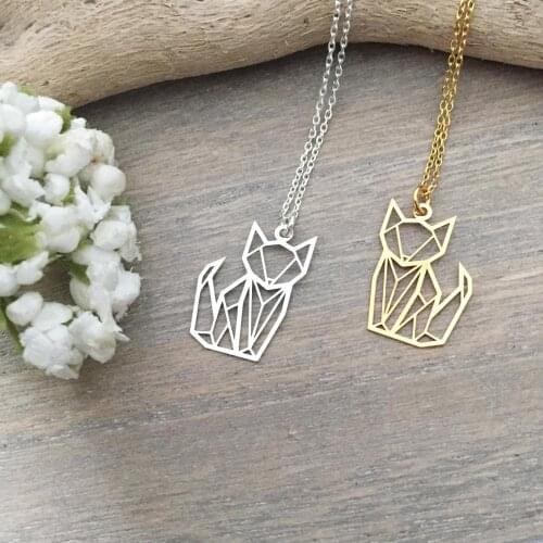 Fox Wolf Cat Pendant Necklaces Origami Animal Jewelry Various Necklace for Women Men