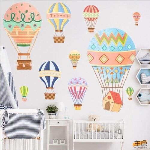 Cartoon Hot Air Balloon Home Decoration Wall Sticker For Kindergarten Childrens Room Background Decor Wall Decal