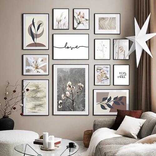 Cherry Blossoms Lily Rice Abstract Leaves Wall Art Canvas Painting Nordic Posters And Prints Wall Pictures For Living Room Decor