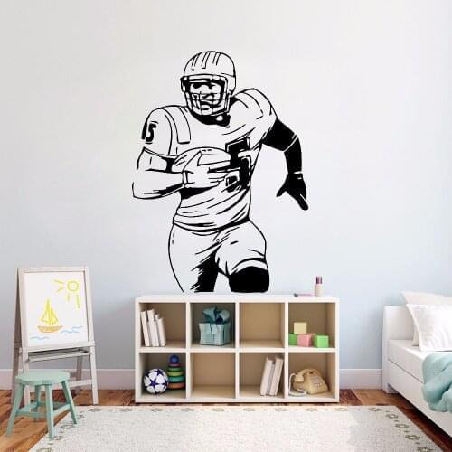 American Football Wall Vinyl Sticker Ball Sport Activity Wall Decal Kids Room Decor Removable Football Player Wall Mural 3108