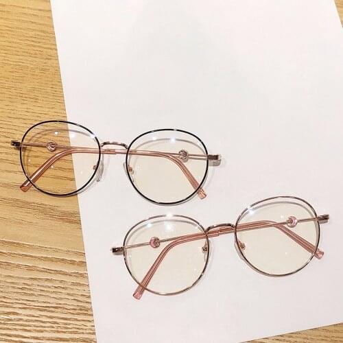 Metal Retro Water Drop Glasses Adult Oversized Round Glasses Frames Anti Blue Light Myopia Unisex Transparent Eyewear