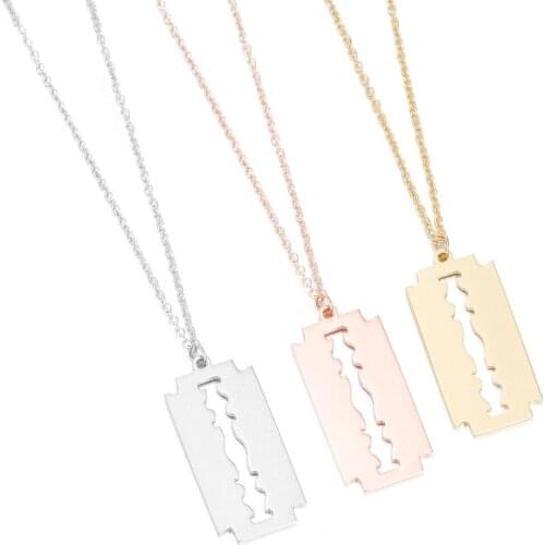 KPOP Necklace Bangtan Boys Chain Choker Hollow Razor Blade Pendant Necklace Men Women Stainless Steel Jewelry Collier