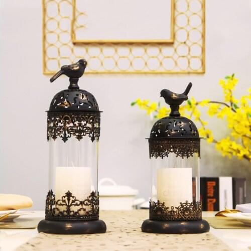 Nordic Style Candlestick Vintage Hanging Candle Holder Moroccan Glass Candle Lantern Wedding Home Decoration
