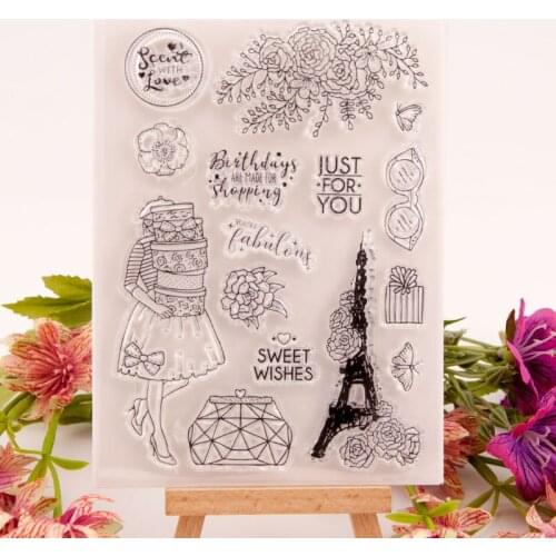 Transparent Clear Stamps / Silicone Seals Roller Stamp for DIY Scrapbooking Photo Album/Card Making T1665 Birthday Gift Tower