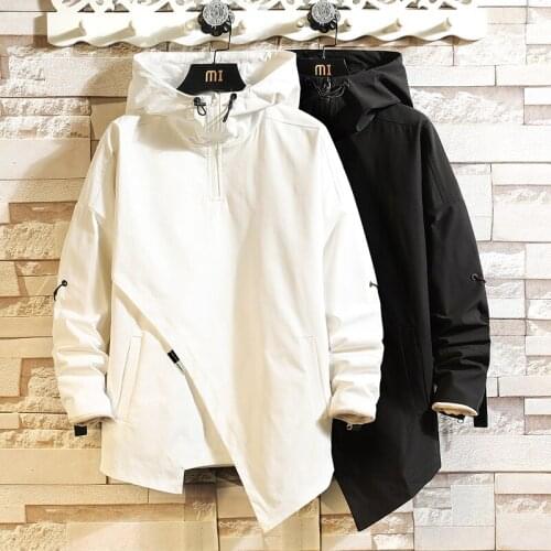 Japan Style Pullover White Black 2021 Spring Autumn Jacket MenS Streetwear Bomber Clothes With Hooded OverSize 5XL 6XL 7XL