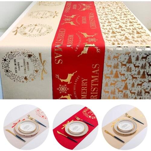 Elk Snowman Christmas Table Runner Merry Christmas Decoration For Home Christmas Table Ornaments 2020 Xmas Navidad New Year 2021