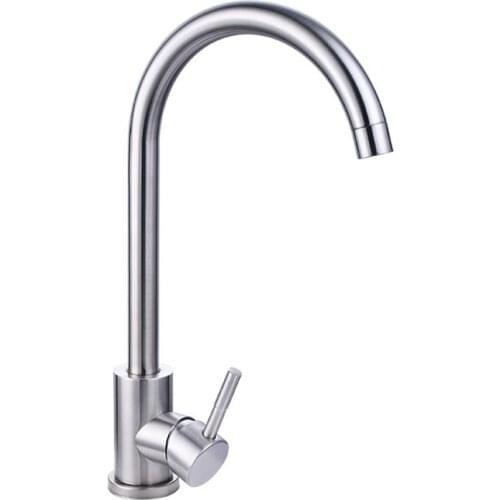 GTBL 304 Stainless Steel Kitchen Faucet Single Handle Single Hole Hot and Cold Water Faucet Home Commercial Sink Faucet