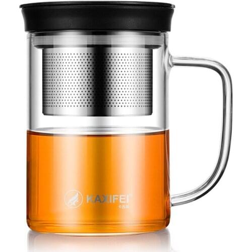500ml Glass Cup Tea Infuser Mug Large Borosilicate Glass Tea Mug with Stainless Steel Infuser Home Office Coffee Mug Drinkware