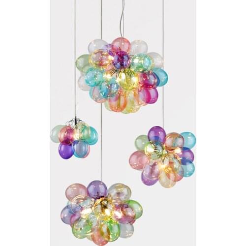 LED Colorized Glass Bubble Designer Art Deco Chandelier Lighting Lustre Suspension Luminaire Lampen For Foyer