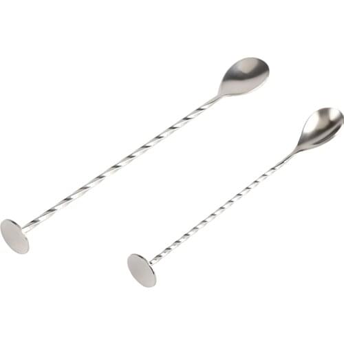 High Quality Stainless Steel Cocktail Bar Spiral Pattern Drink Shaker Muddler Stirrer Twisted Mixing Spoon Kitchen Tableware