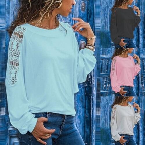 Elegant Long Sleeve Women Lace Blouses Hollow Out O Neck Blouse Shirts Ladies Elegant Solid Tops Tee 2021 New Spring Arriving