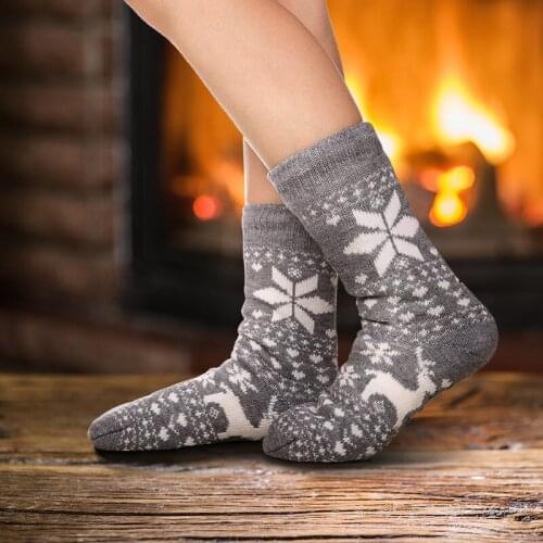FRALOSHA 3 Pairs Fawn Socks Seamless Slip Lining Ladies Interior Flooring Plus Velvet Socks Christmas Winter Warm Soft Slippers