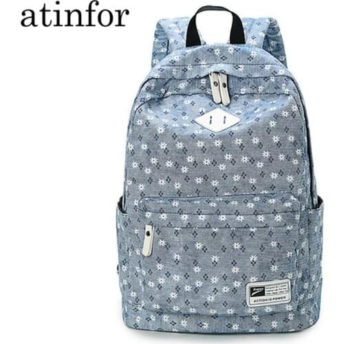 Atinfor Brand Design Fresh Cute Book Bags Floral High Quality Canvas Printing Backpack Women School Backpacks for Teenage Girl