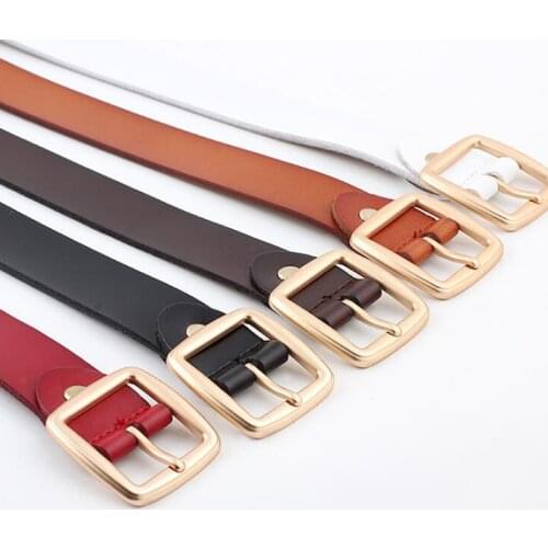 2020 Women Cowskin Golden Buckle Black Belt for Jeans Fashion Designer Luxury Brand Waist Straps Female Hot Leather Dress Belts