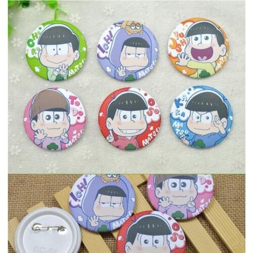 6pcs/set Anime Badge Osomatsu san Family Jyushimatsu Karamatsu Choromatsu Funny Badge Backpack Brooch