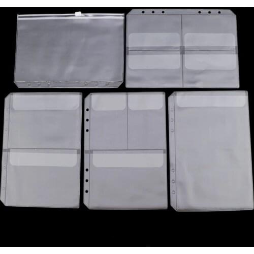 10 Pack A5 Binder Pocket with 6 Holes Binder Sleeves PVC Document Filling Bags