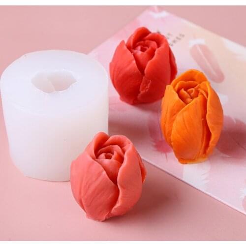 3D Three-dimensional Tulip Bud Mold Creative Candle Mold DIYT Dessert Fondant Chocolate Baking Utensils