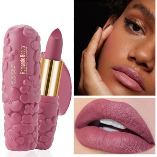 6 Color Petal-style Lipstick Matte Lipstick Lips Makeup Cosmetics Romantic Beauty European And American Waterproof Lipstick NEW