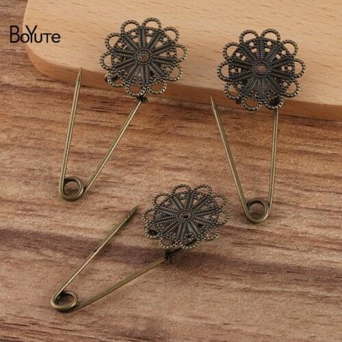 BoYuTe Custom (200 Pieces/Lot) 22MM Filigree Base Welding 35*1.4MM Brooch Pins Handmade Diy Jewelry Accessories