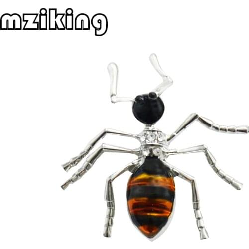 Mziking 2019 New Crystal Ant Brooch for Women Rhinestone Animal Brooches Cute Enamel Pin Jewelry Clothes Accessories For Wedding