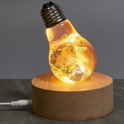 Wooden LED Display Stand 3D Nightlight Round Base for Crystal Glass Ball for Home Decorations Birthday Gifts