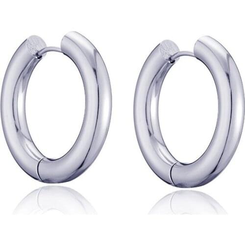 Women Men Stainless Steel Small Hoops Metal Earring Piercing Ear Cartilage Tragus Simple Thin Circle Anti-allergic Ear Buckle