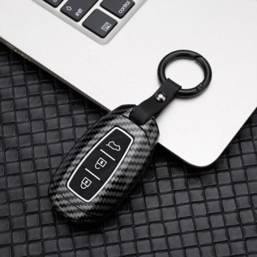 Glossy Carbon fiber ABS silicone Key Case Cover For Hyundai i30 Ix35 KONA Encino Solaris Azera Grandeur Ig Accent Santa Fe