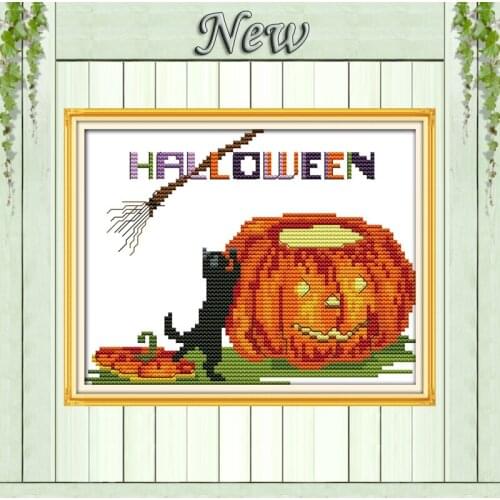 The cat and pumpkin home decor painting counted printed on canvas DMC 11CT 14CT kits DIY Cross Stitch embroidery needlework Sets