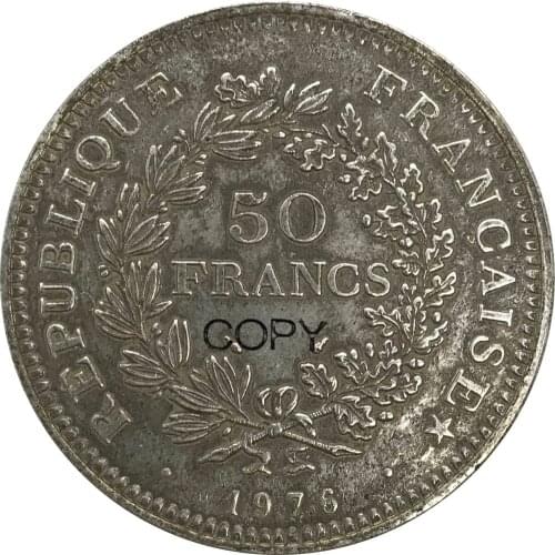 France Republic 50 Francs Hercules 1976 Cupronickel Plated Silver Copy Coins