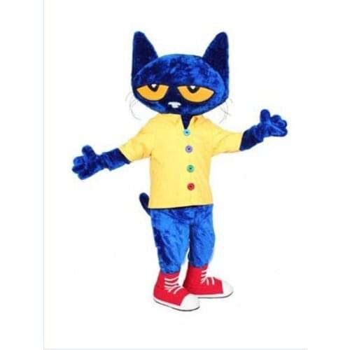 Pete the Cat Adult Size Halloween Cartoon Mascot Costume Fancy Dress for Halloween party event