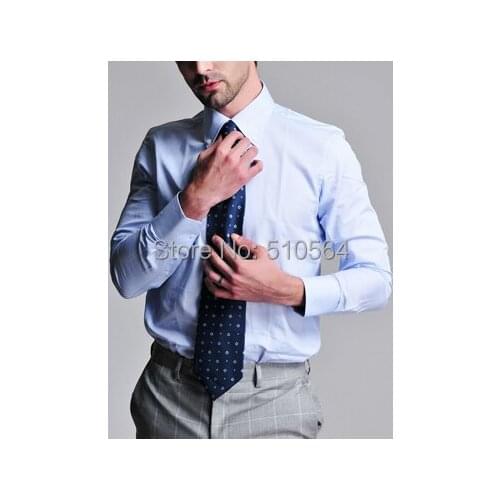 Custom made men 100%Cotton shirt Business casual men slim shirt light blue shirt