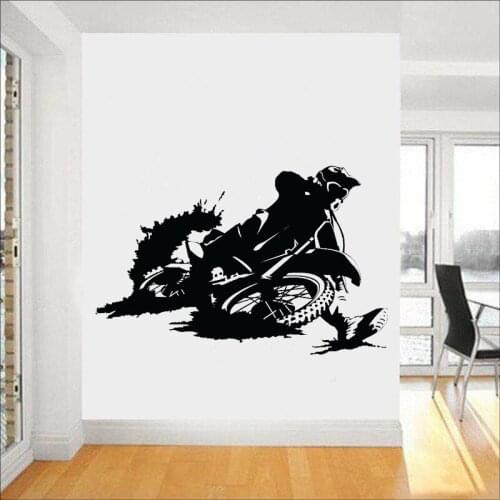 Motorbike Wall Decal Dirt Bike Extreme Sports Vinyl Window Stickers Teens Bedroom Man Cave Home Decor Motorcycle Wallpaper E384