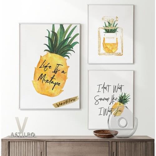 Fruity Smell Perfume Watercolor Print Poster Pineapple Illustration Wall Decor Canvas Modern Living Room Home Decorate Painting