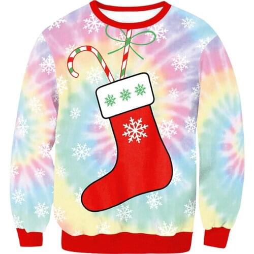 New Women Autumn Winter Christmas Shirts Print Santa Tree Snowflake Long Sleeve Casual Xmas Sweater Women Pullover Tops Costume