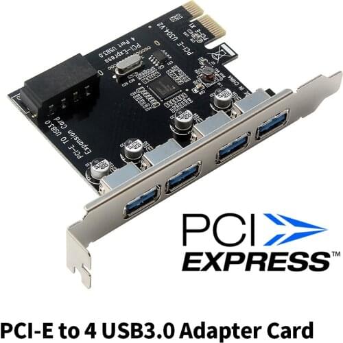 4 Port PCI-E to USB 3.0 Adapter Card High Speed Transmission Converter Card with 4 USB3.0 Ports Desktop Computer Expansion Card