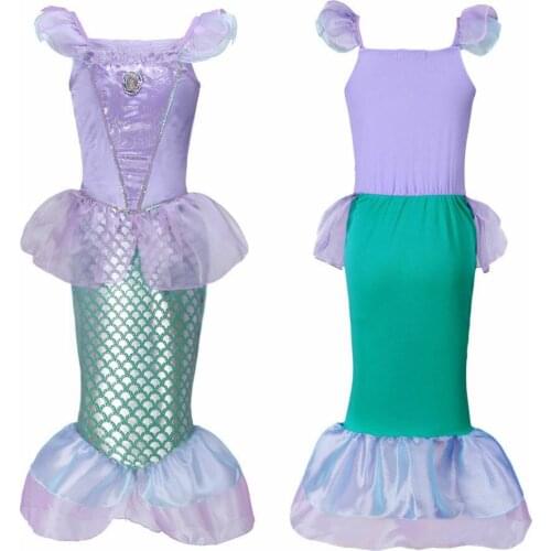 Girls Little Mermaid Ariel Princess Dress Cosplay Costumes For Kids Baby Girl Mermaid Dress Up Sets Children Halloween Clothing