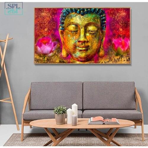 SPLSPL Buddha Statue Modern Canvas Art Print Painting Poster, Wall Pictures For Living Room Home Decoration, Wall Decoration